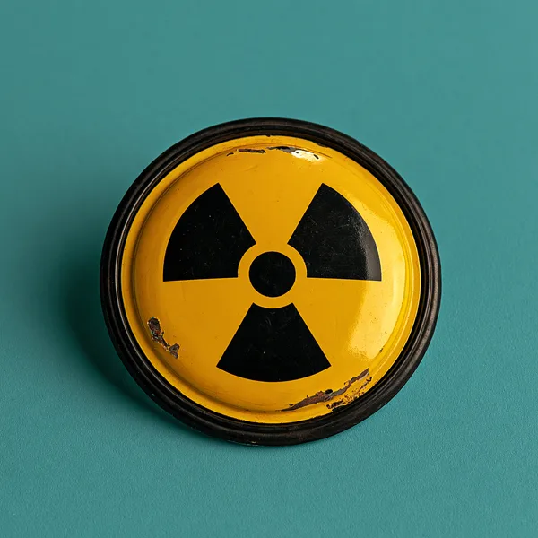 Radioactive Symbol Retro Yellow Dome on Teal: The design