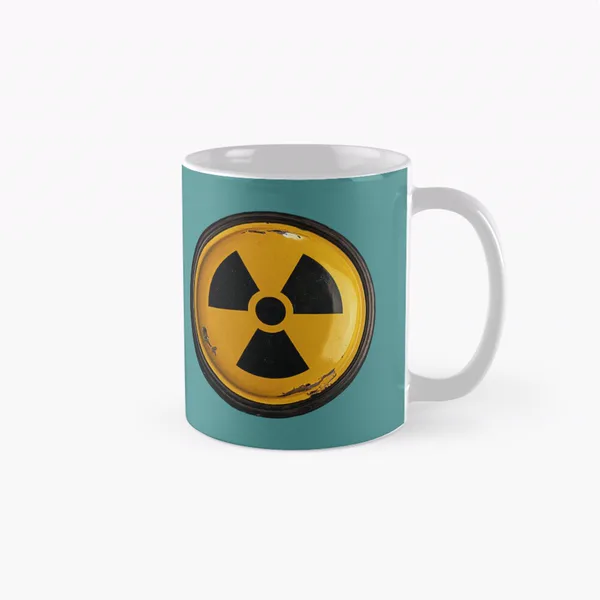 Radioactive Symbol Retro Yellow Dome on Teal: Classic Mug